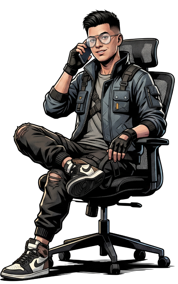 Personaje esperando llamada